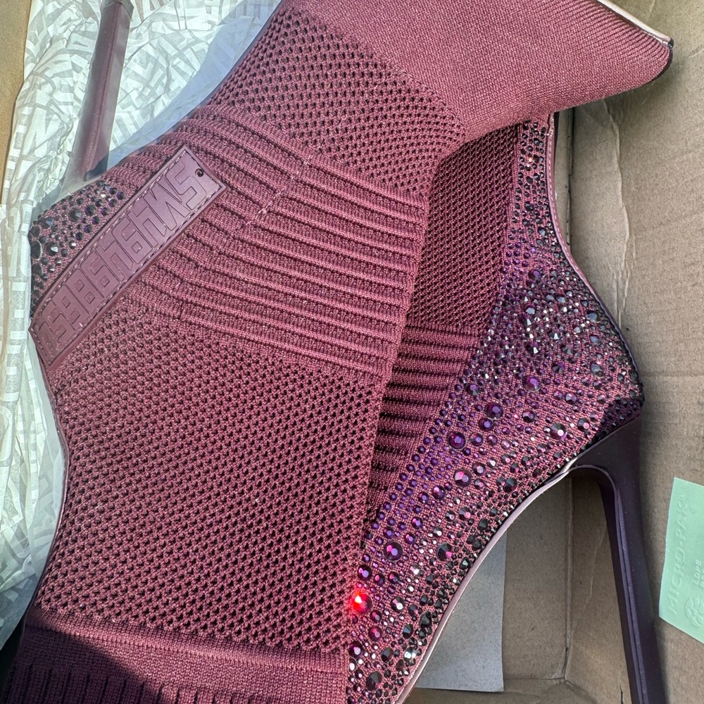 Steve Madden Burgundy Ankle Boots with Rhinestones